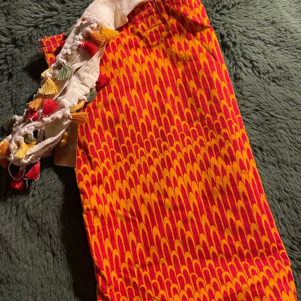 Hand-sewn Vibrant Red and Yellow Patterned Tote Bah
